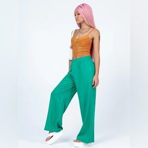 Princess Polly Linen blend Green Women's Pants
